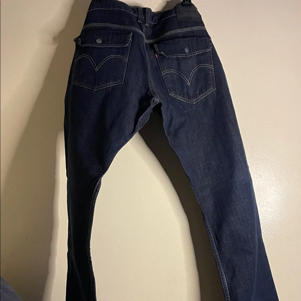 Levi's 514 Slim Straight Dark Wash Denim Snap Flap Double Pockets Size 36X32